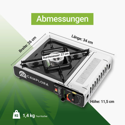 CAMPLORA Gaskocher MSF-1a Set mit 16 Kartuschen & Koffer