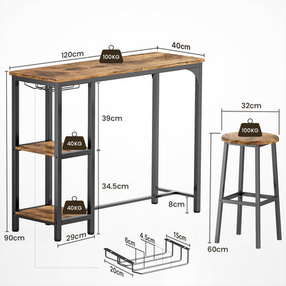 Bealife Bartisch mit Barhocker-Set 2 Pers. – Retro