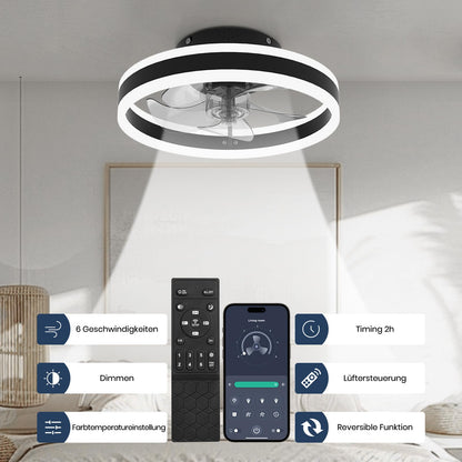 Nalezuns LED Deckenventilator mit Beleuchtung, dimmbar, Fernbedienung