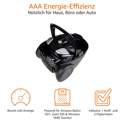 Amazon Basics VCB35B15C-1J7W-70 Staubsauger mit Beutel - Schwarz