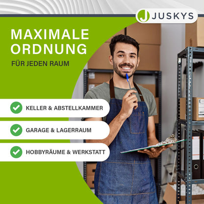 Juskys Lagerregal Basic Schwerlastregal – 4er-Set 180x90x40cm Grau