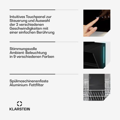Klarstein Alina Dunstabzugshaube – 90 cm Wandhaube Umluft Schwarz