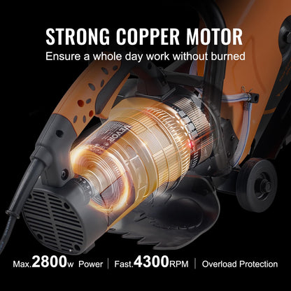 VEVOR Elektrische Betonsäge 356 mm 2800 W Nass-/Trockenschnitt