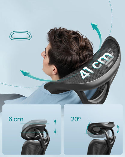 SONGMICS OBN063B01 Ergonomischer Mesh Bürostuhl - Tintenschwarz