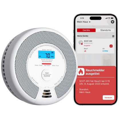 X-Sense SC07-WX WLAN-Rauch- und Kohlenmonoxidmelder, 2-in-1 mit App-Anbindung