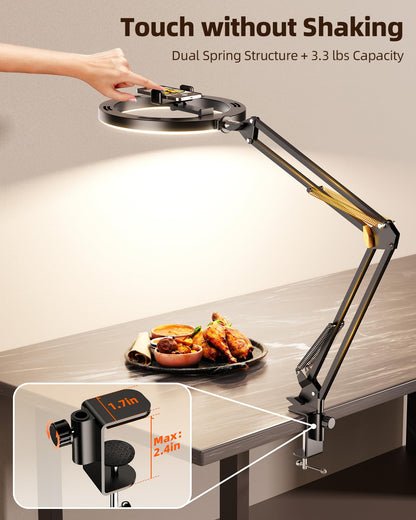 LUXSURE Ringlicht mit Stativ, Overhead Handyhalter für Food-Videos