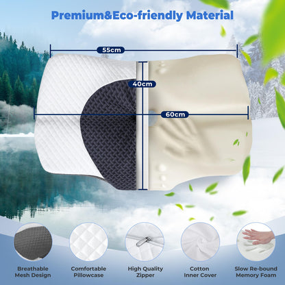 SAHEYER Ergonomisches Nackenkissen aus Memory Foam, 60x40 cm, Grau