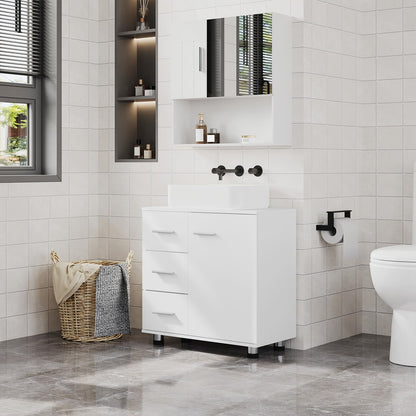 EUGAD Waschbeckenunterschrank Badmöbel - Weiss, 3 Schubladen, 60cm