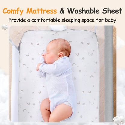 Growaystory Beistellbett Baby Zustellbett mobil - Hellgrau