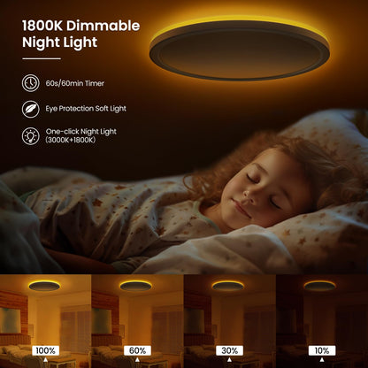 Tyreses LED-Deckenleuchte dimmbar 36W mit Fernbedienung, Ø 40 cm