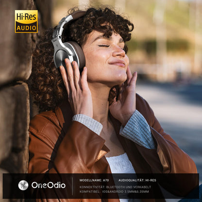 OneOdio A70 Fusion Bluetooth Kopfhörer Over Ear, Silber-Braun