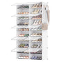 SONGMICS Schuhregal LPC035W01 mit 10 Fächern, wolkenweiss-transparent, mit Türen und seitlichen Haken