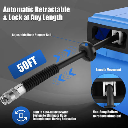 ProfiWerk Automatik Druckluftschlauch Trommel Aufroller 15m Wandmontage