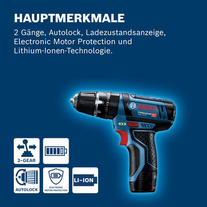Bosch Professional GSB 12V-15 Akku Schlagbohrschrauber Set