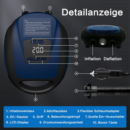 Furein WS-828 Elektrische SUP-Pumpe 20 PSI mit Auto-Off, Dark Blue