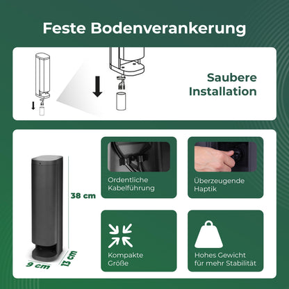 Novatool Steckdosenturm 2-fach aussen IP44 Edelstahl Anthrazit