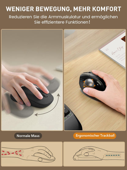 SABLUTE MAM1 Pro Ergonomische Trackball Maus Kabellos Bluetooth