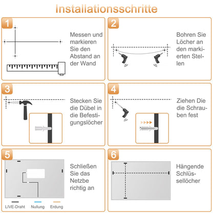 Trintion LED Badspiegel 70x50 cm mit Touch-Schalter und Anti-Beschlag
