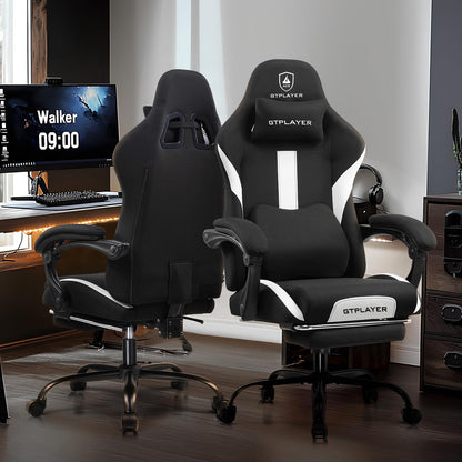 GTPLAYER Gaming Stuhl, ergonomischer Bürostuhl aus Stoff, schwarz