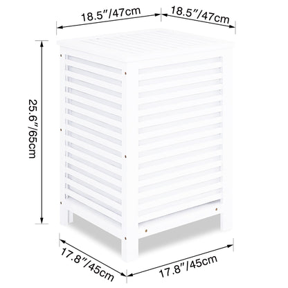 SMIBUY Grosser Wäschekorb Bambus mit Deckel – Weiss