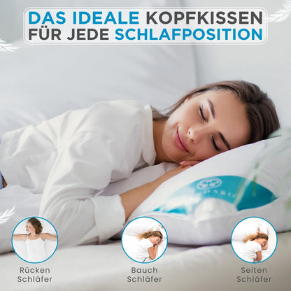 Sandaro Home Daunen-Federn-Kopfkissen 80x80 cm, 3-Kammer, 2er Set