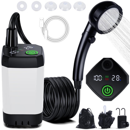 Spopal tragbare Campingdusche mit Akku 6000mAh, Pumpe und Duschkopf – mobile Dusche für Camping und Reisen