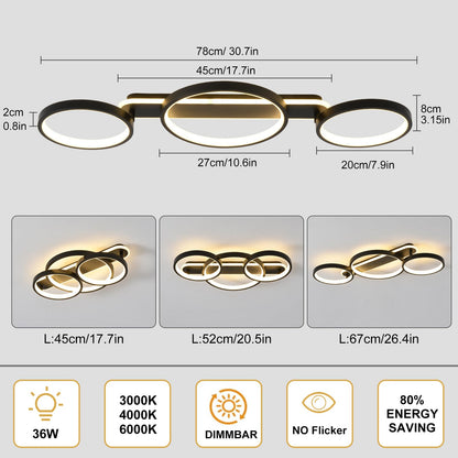 Lumis LED Deckenleuchte Dimmbar Ring 3-flammig - Schwarz 78cm