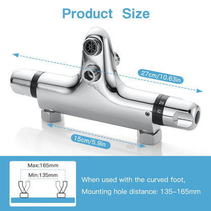 Klassik Thermostat Dusch-/Wannenarmatur Aufputz Chrom 38°C