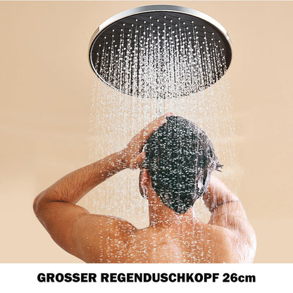 Auralum Regendusche Komplettset Höhenverstellbar 1-1.39m - Chrom