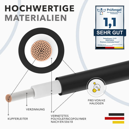 RedStar24 Premium Solarkabel 6mm² Schwarz - 100m