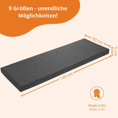 sleepling Bankauflage 140x50 cm dunkelgrau, Sitzkissen waschbar