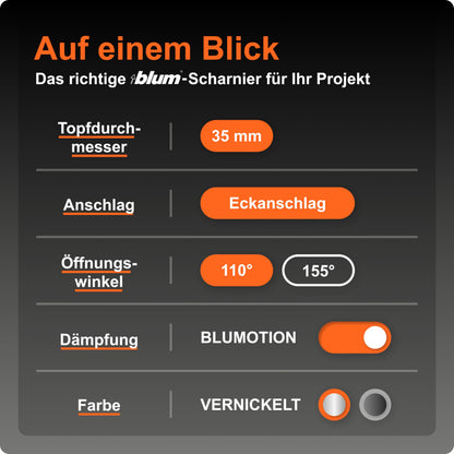 Blum CLIP top BLUMOTION Möbelscharnier 110° Softclose, 10 Stück