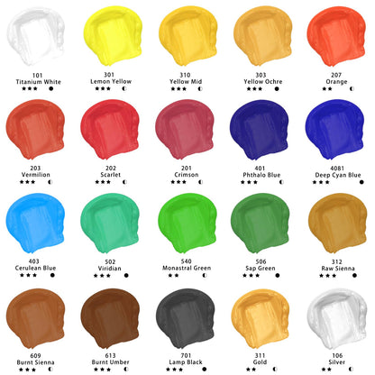 Artecho Acrylfarben Set Professional 20x120 ml, wasserfest, lichtecht