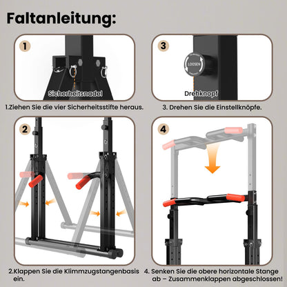 WATBKHE Power Tower Dip Station Faltbar Klimmzugstange - Schwarz