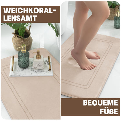 chakme Badezimmerteppich-Set 3-teilig Memory-Schaum beige