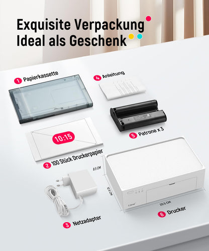Liene Handy Fotodrucker 10x15 cm – Inkl. Papier/Patrone Set