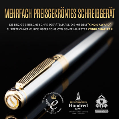 Scriveiner Kugelschreiber Silberchrom echt vergoldet, Schmidt-Mine