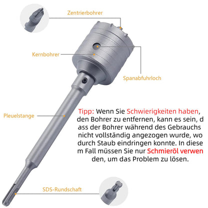 awagas Bohrkronen Set 6-teilig SDS Plus Kernbohrer Beton 30-68 mm