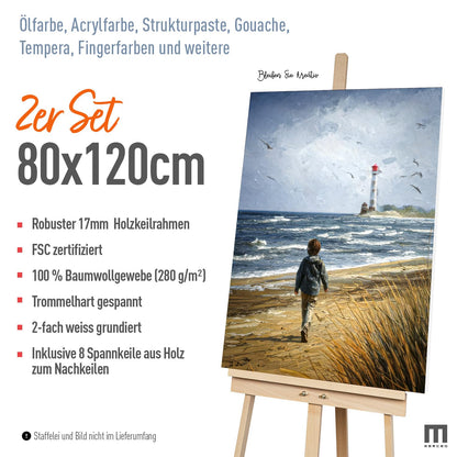 M MERCEO Leinwand 80x120 cm, 2er-Set Keilrahmen, Baumwolle 280g/m²