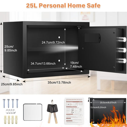 SecureSafe Heimtresor 25L Digital - Feuerfest Wasserdicht mit Alarm