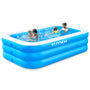 Sloosh Aufblasbarer Pool mit Sitzbank, 304,8 x 182,8 x 55,8 cm, Blau – rechteckige Form mit zwei Getränkehaltern