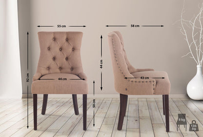 CLP Polsterstuhl Aberdeen 2er Set - Taupe, Gestell Antik
