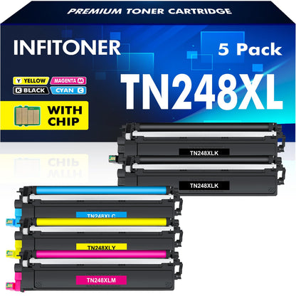 INFITONER TN248XL Toner 5er-Pack kompatibel für Brother MFC-L3760CDW, fünf Tonerkartuschen mit Chip