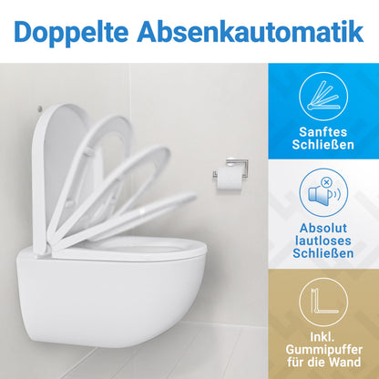 LOBENSWERK WC-Sitz D-Form LANG mit Absenkautomatik