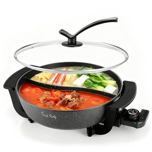 Food Party Elektrischer Hot Pot 6L, 1200W, doppelseitig mit Deckel, S-förmige Trennwand