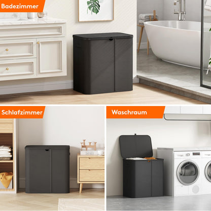 Lifewit Wäschekorb mit Deckel, 145 L Wäschesammler, Schwarz