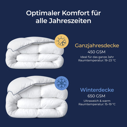 Dreamzie Daunendecke 155x220 cm – Ganzjahresdecke mit Daunen & Federn