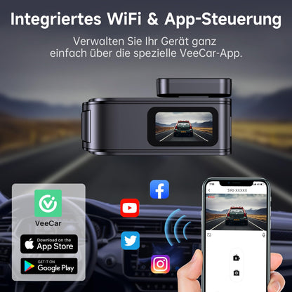 Premium Dashcam Vorne+Hinten Autokamera - 2.5K/1080p WiFi 32GB