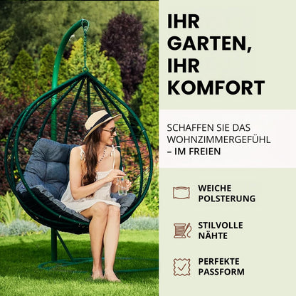Bjird Hängesessel Kissen aus Ökoleinen für Hängeschaukel, Graphit