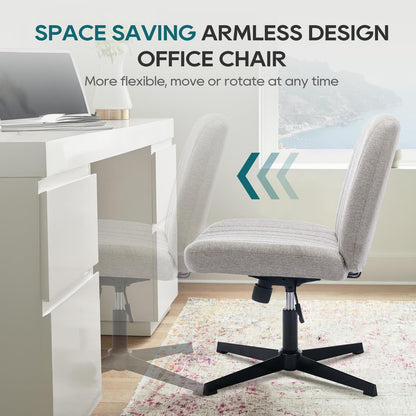 COLAMY Breiter Bürostuhl Armlos Hellgrau - Ergonomisch